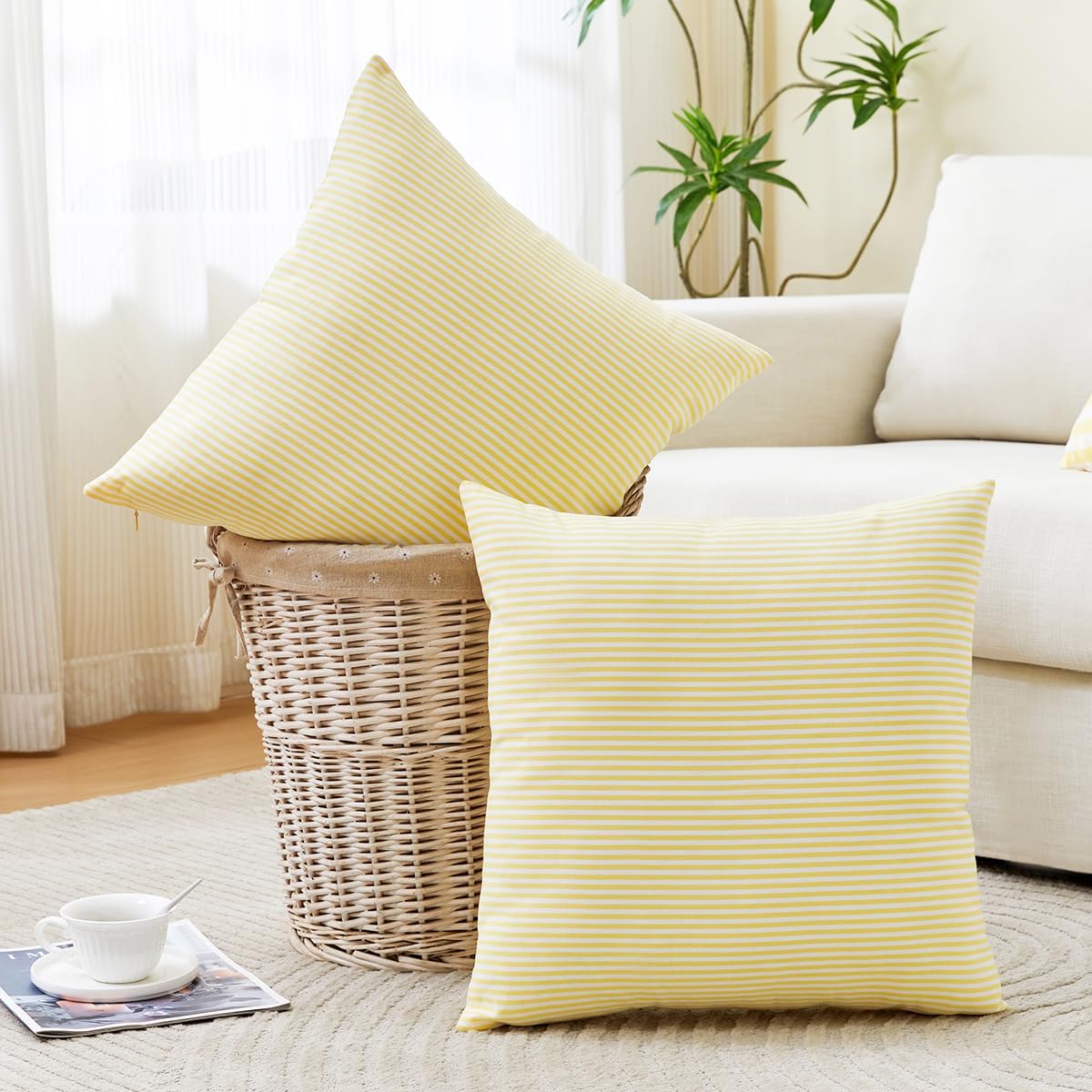 Boho Beige Throw Pillow Cover — 18" - View 3