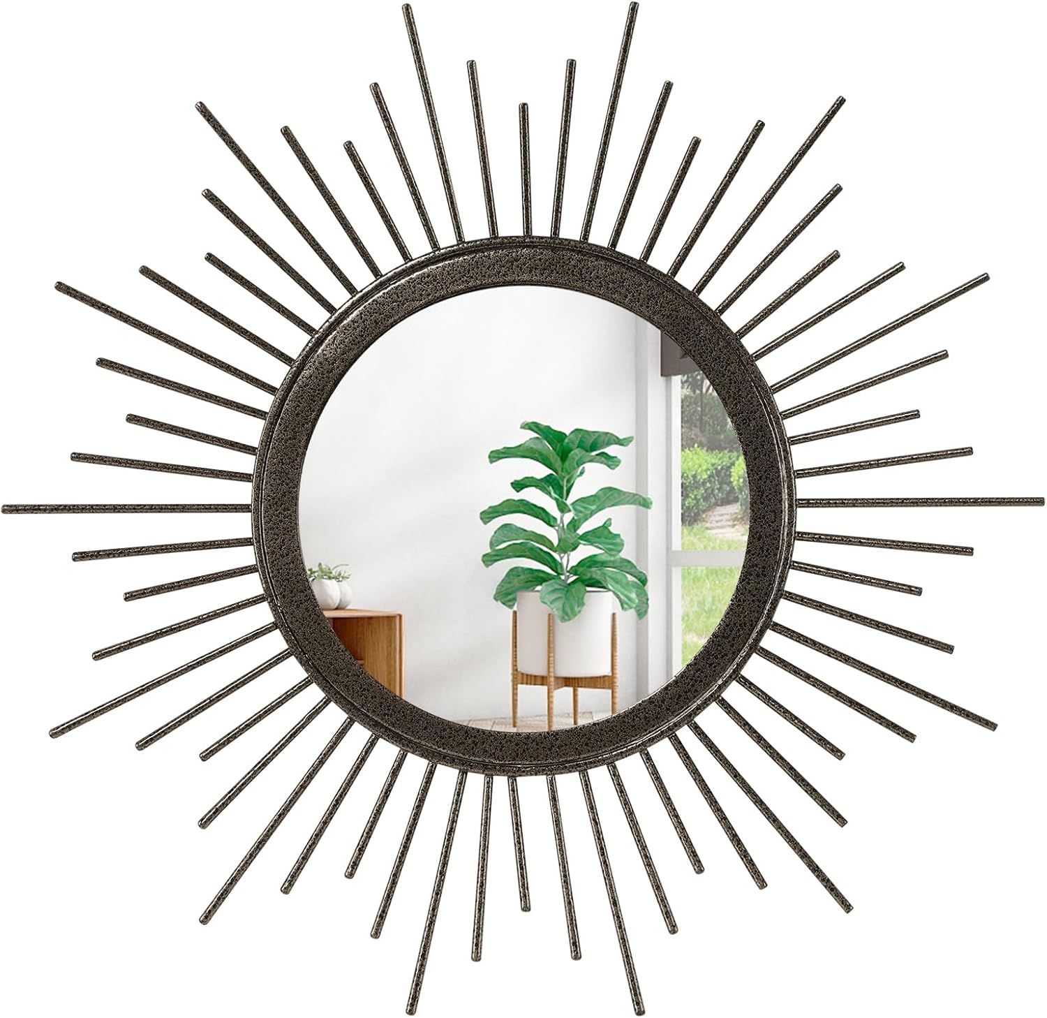Round Black Wall Mirror — 12" — 12"L x 12"W