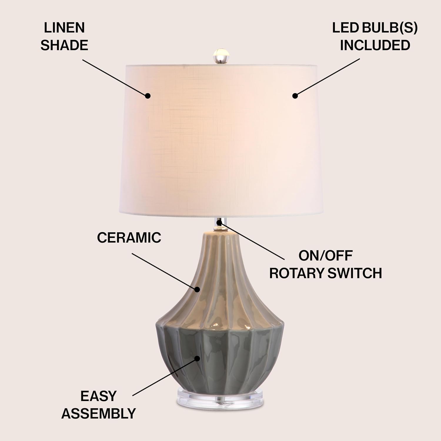Linen Modern Beige Desk Lamp — 24.5" - View 3