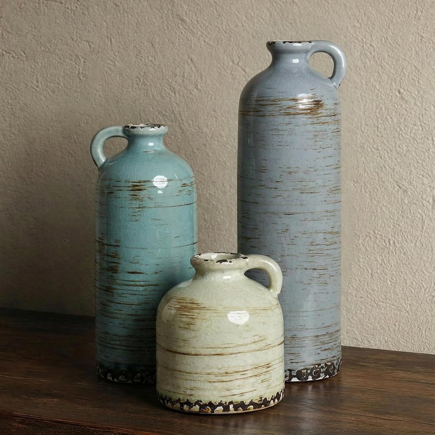 Vintage Farmhouse Black Flower Vase — Set of 3 — Morandi Colors02