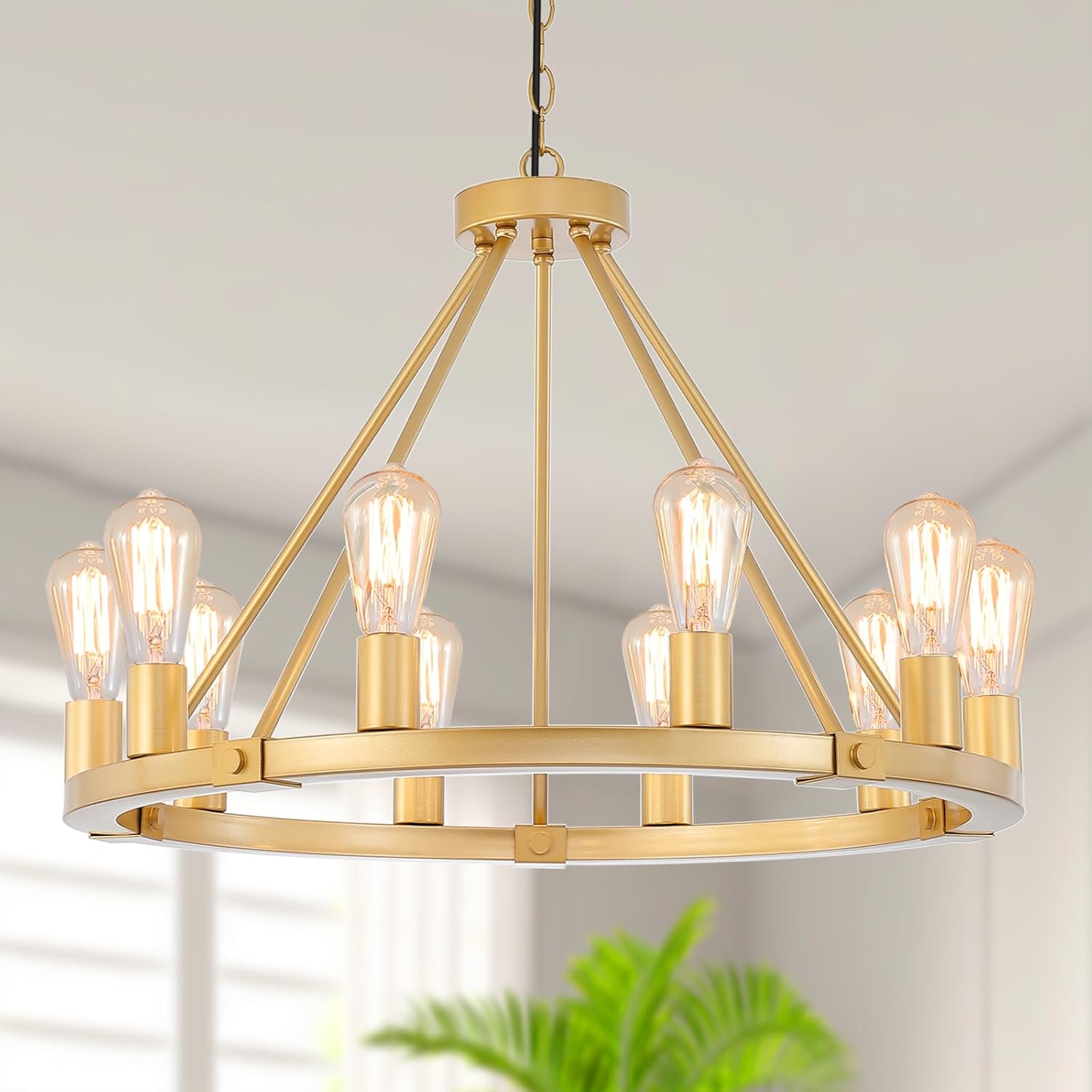 Farmhouse Black Chandelier — 6-Light — Gold