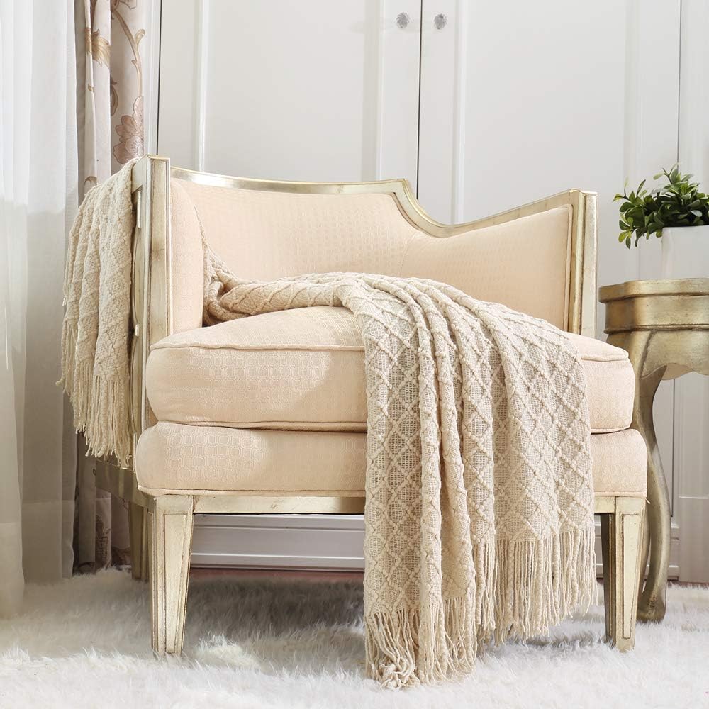 Boho Beige Throw Pillow — 50" — Natural Beige