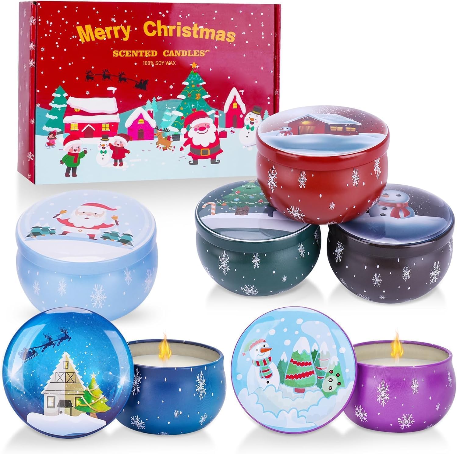 Soy Wax Metal Scented Candle — Christmas 6pack
