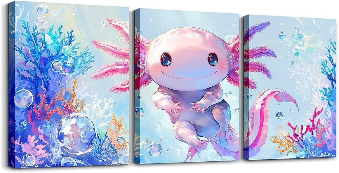 Blue Canvas Wall Art — 12" — Ocean Blue Dark Pink