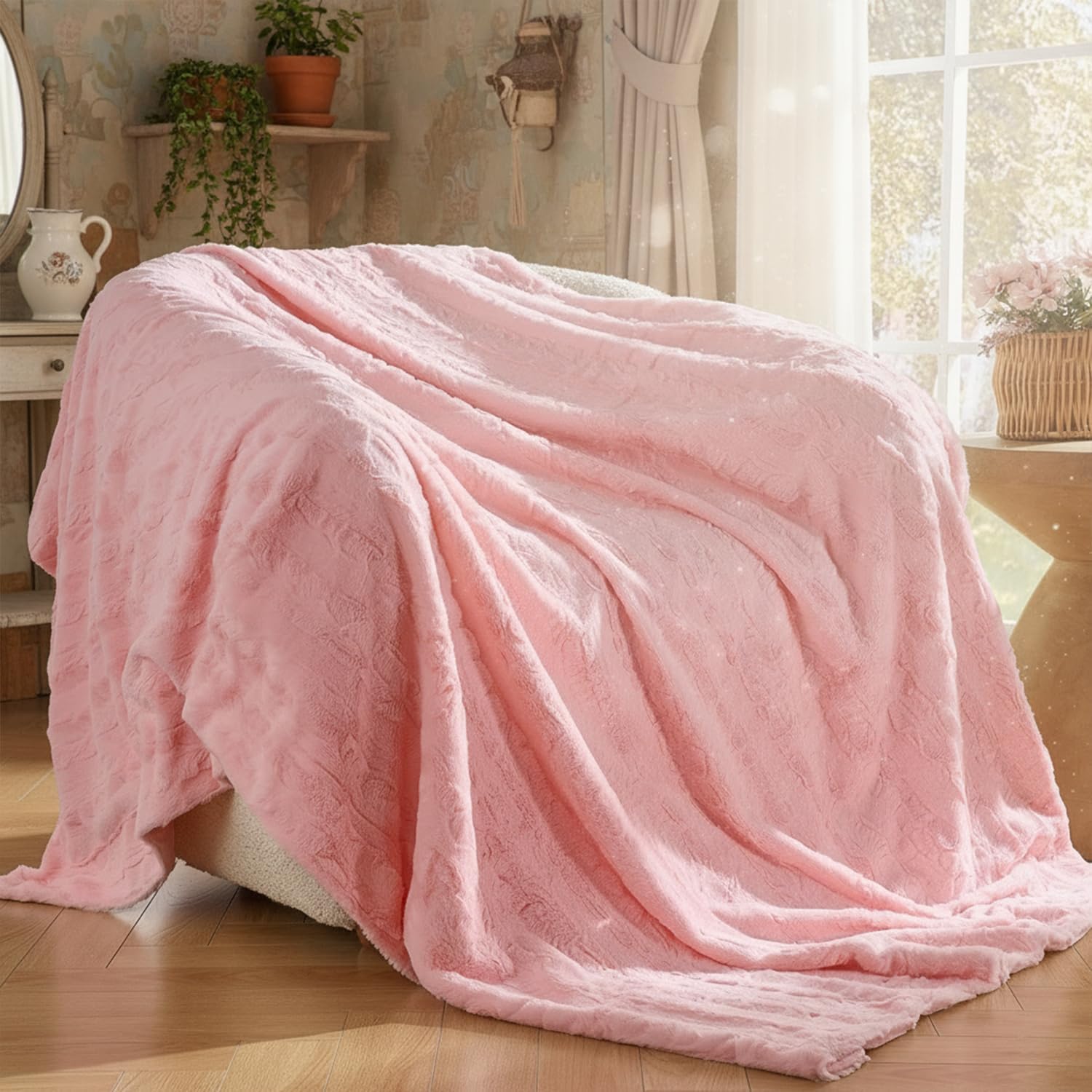 Oversized Luxe Beige Throw Pillow — 60" — Pink