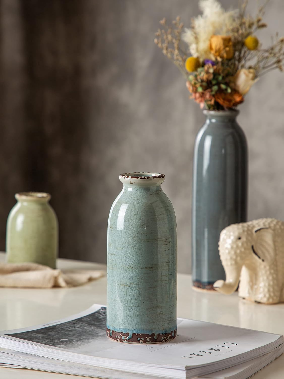 Farmhouse Blue Flower Vase — Set of 3 - View 5