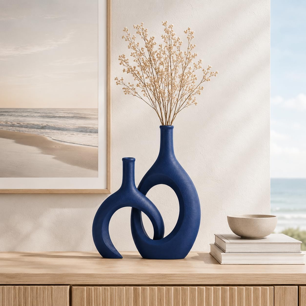 Modern Blue Vase — Set of 2 - View 7
