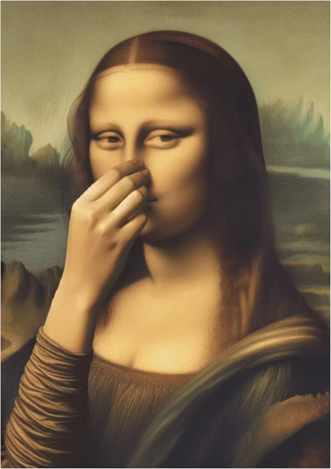Vintage Black Canvas Wall Art — 12x16 — Mona Lisa -unframed