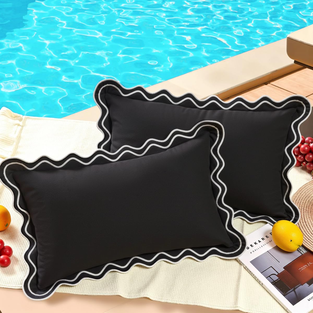 Embroidered Black Pillow Cover — 20"