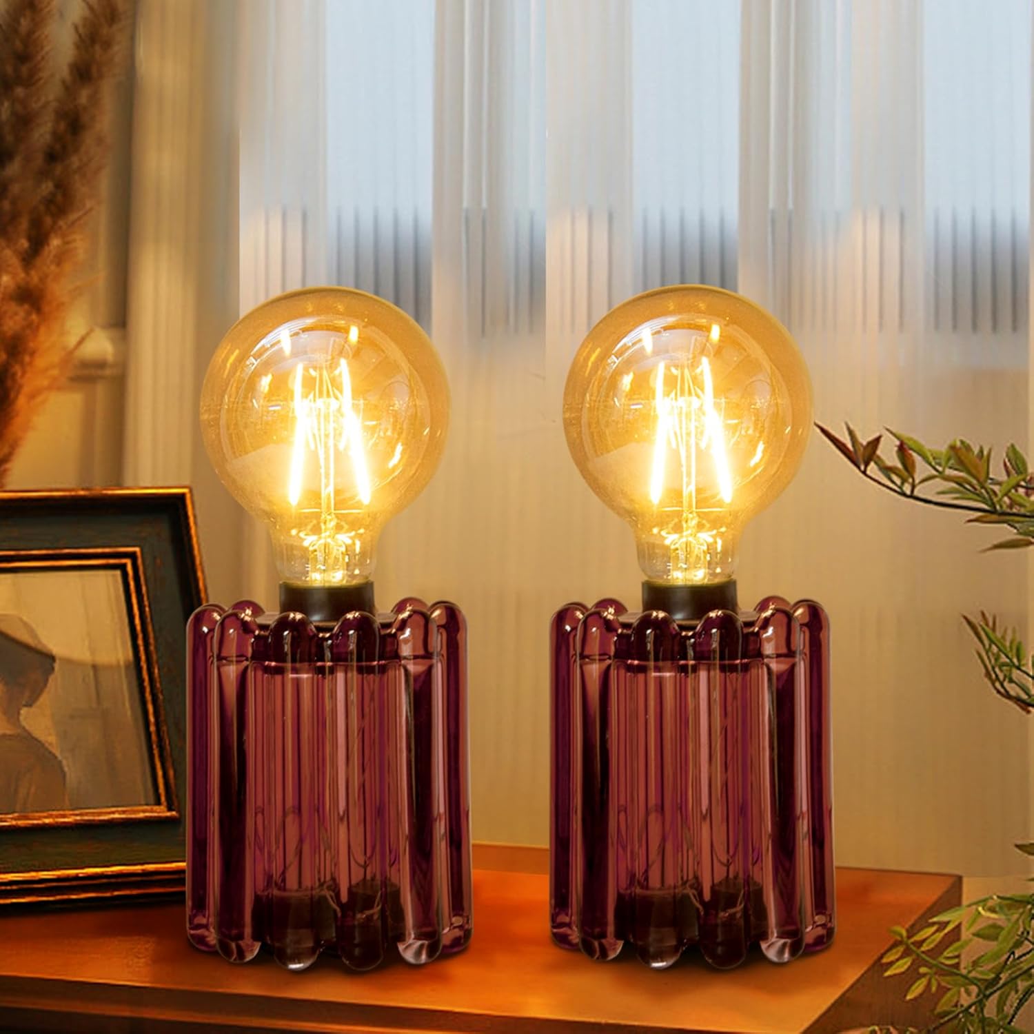 Cordless Brown Table Lamp — Set of 2 — Rust