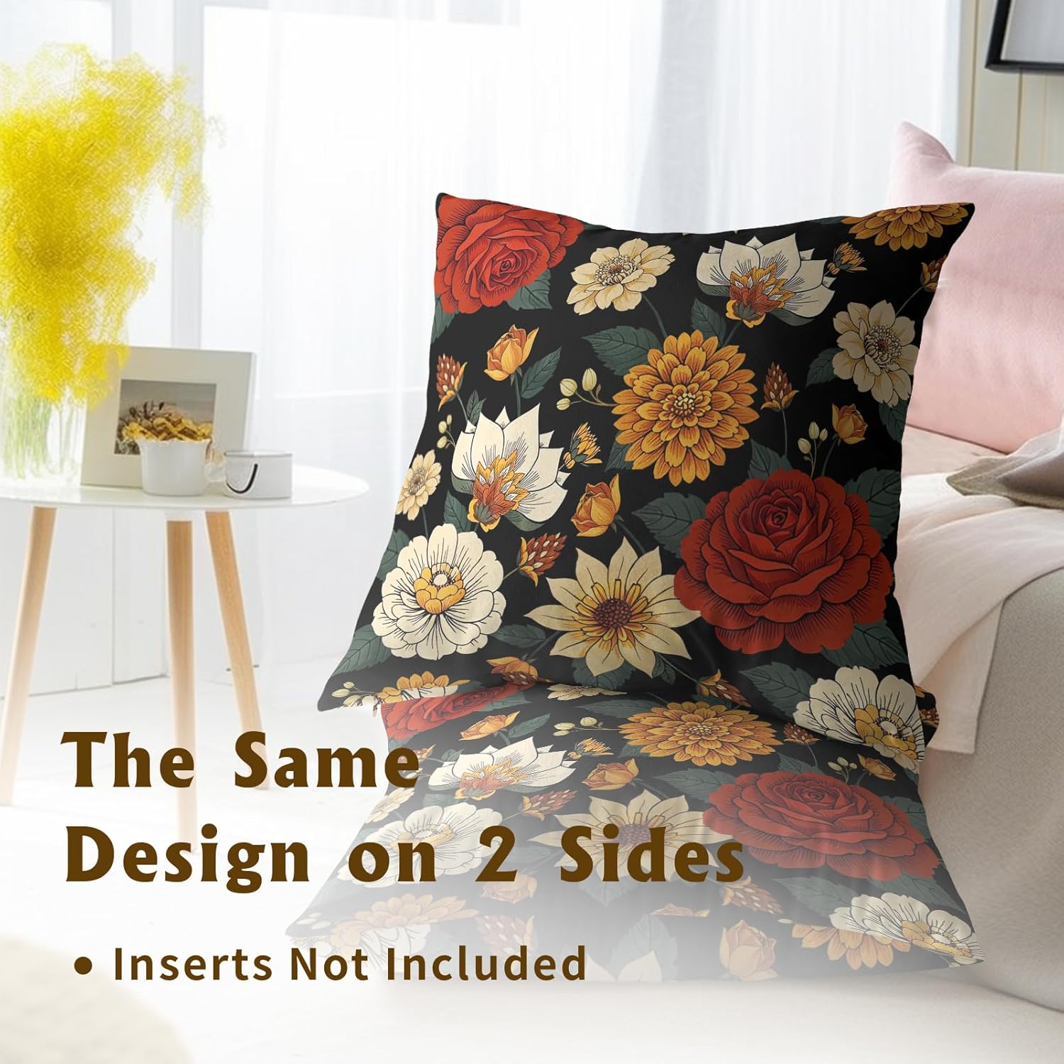 Boho Black Throw Pillow Cover — 18" - View 7
