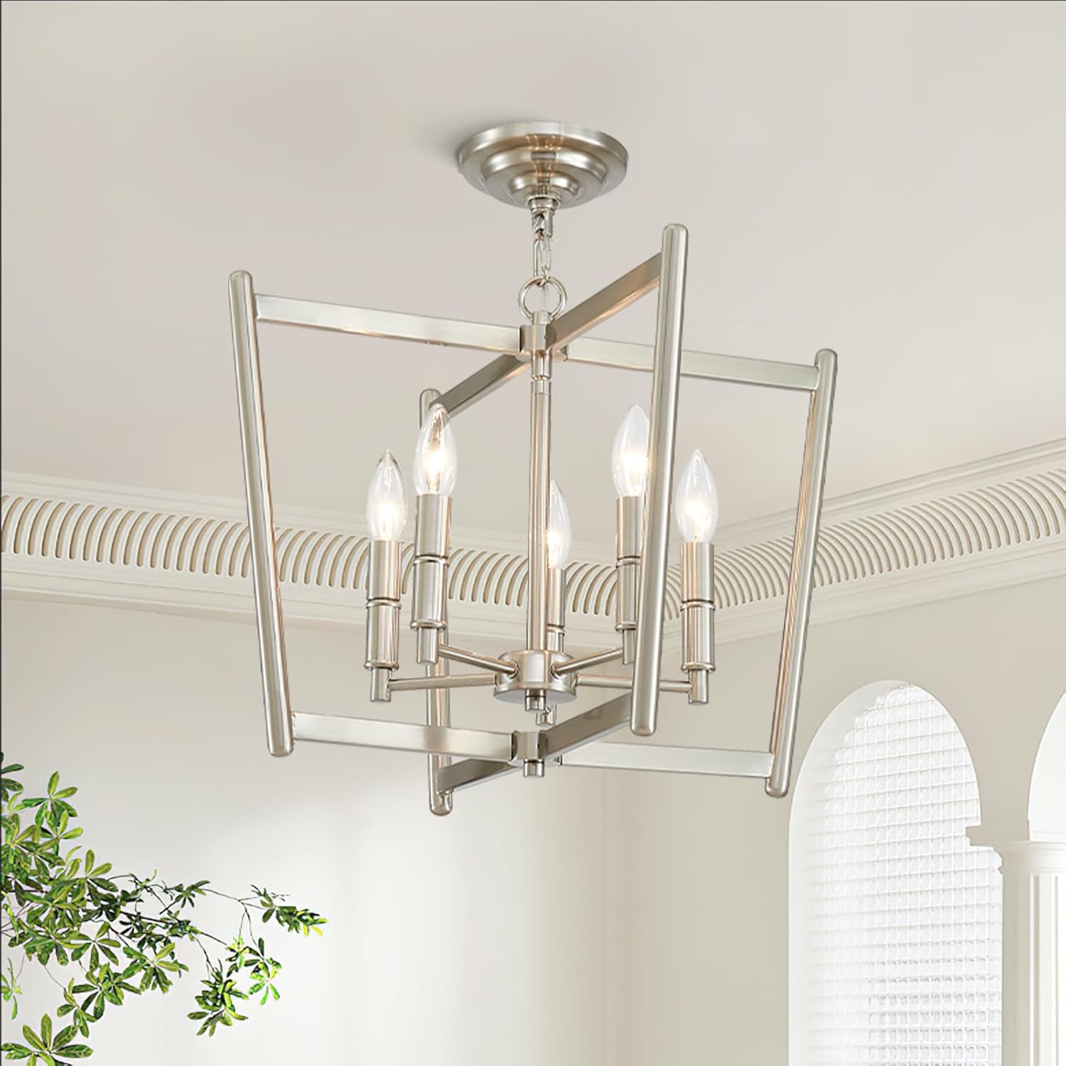 Modern Black Chandelier — 6-Light — 006-Brushed Nickel