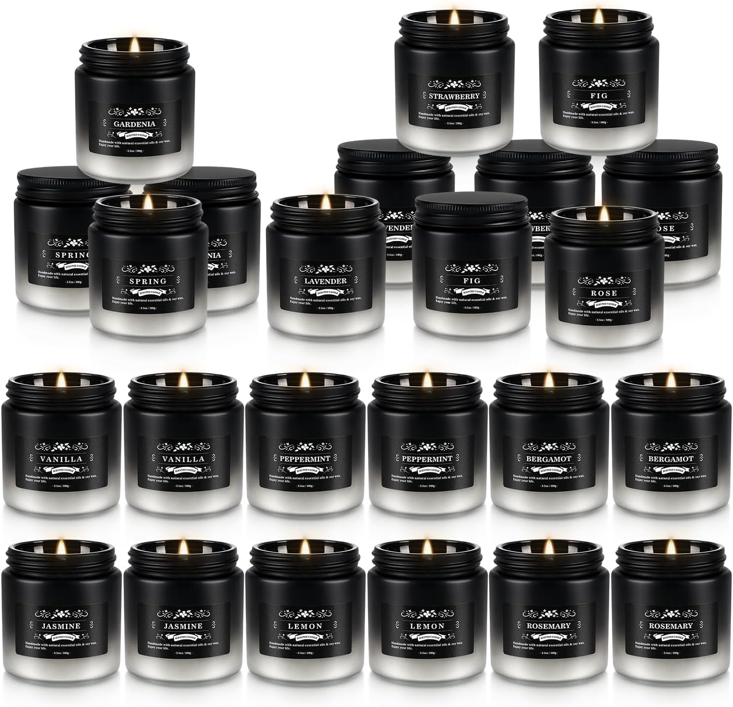 Soy Wax Black Scented Candle — Set of 16 — 24pack
