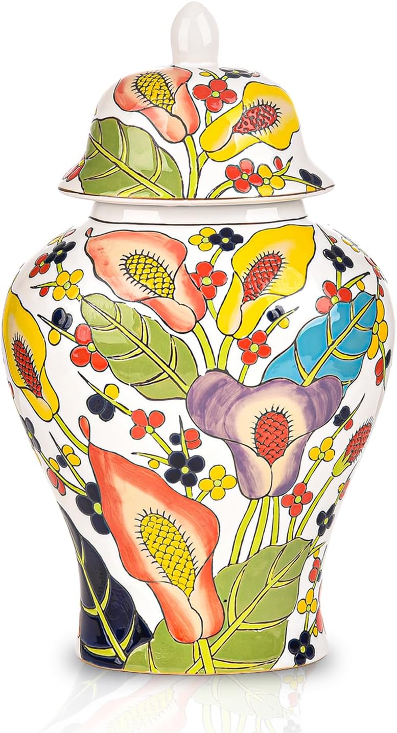 Hand-Carved Beige Decorative Vase — Temple Jar - Beige