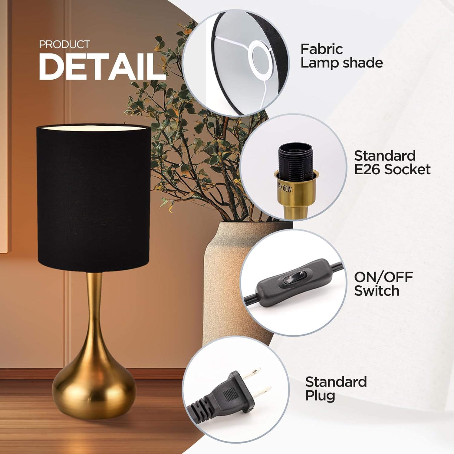 Linen Luxe Metal Nightstand Lamp — 17.3" - View 5