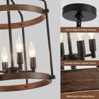 Farmhouse Black Chandelier — 4-Light - View 6