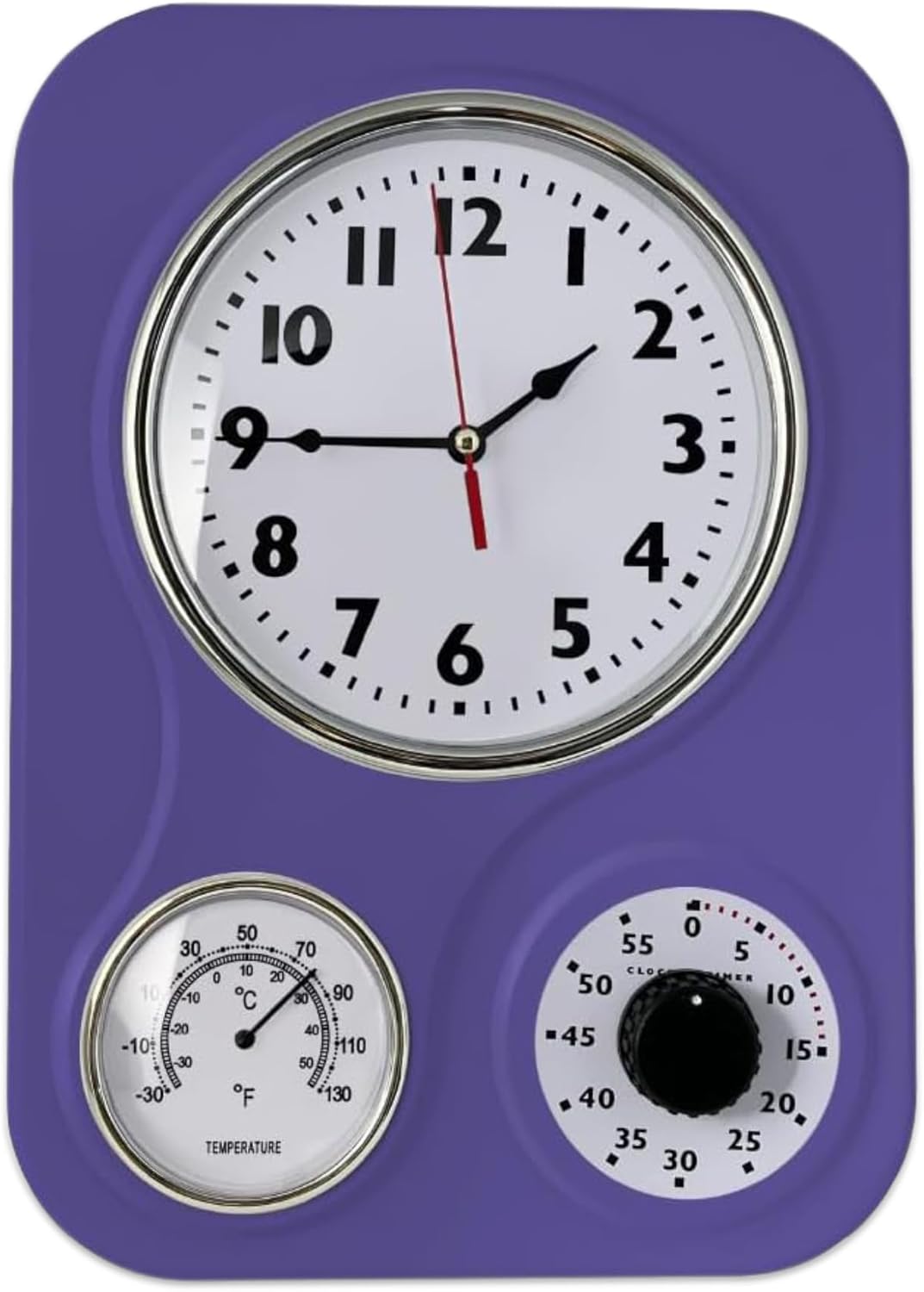 Vintage Mid-Century Black Wall Clock — 5" — Purple