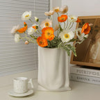 Boho Beige Flower Vase — 8" — White