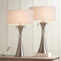 Modern Silver Table Lamp — 28" — Brushed Nickel - Smart Sockets Included