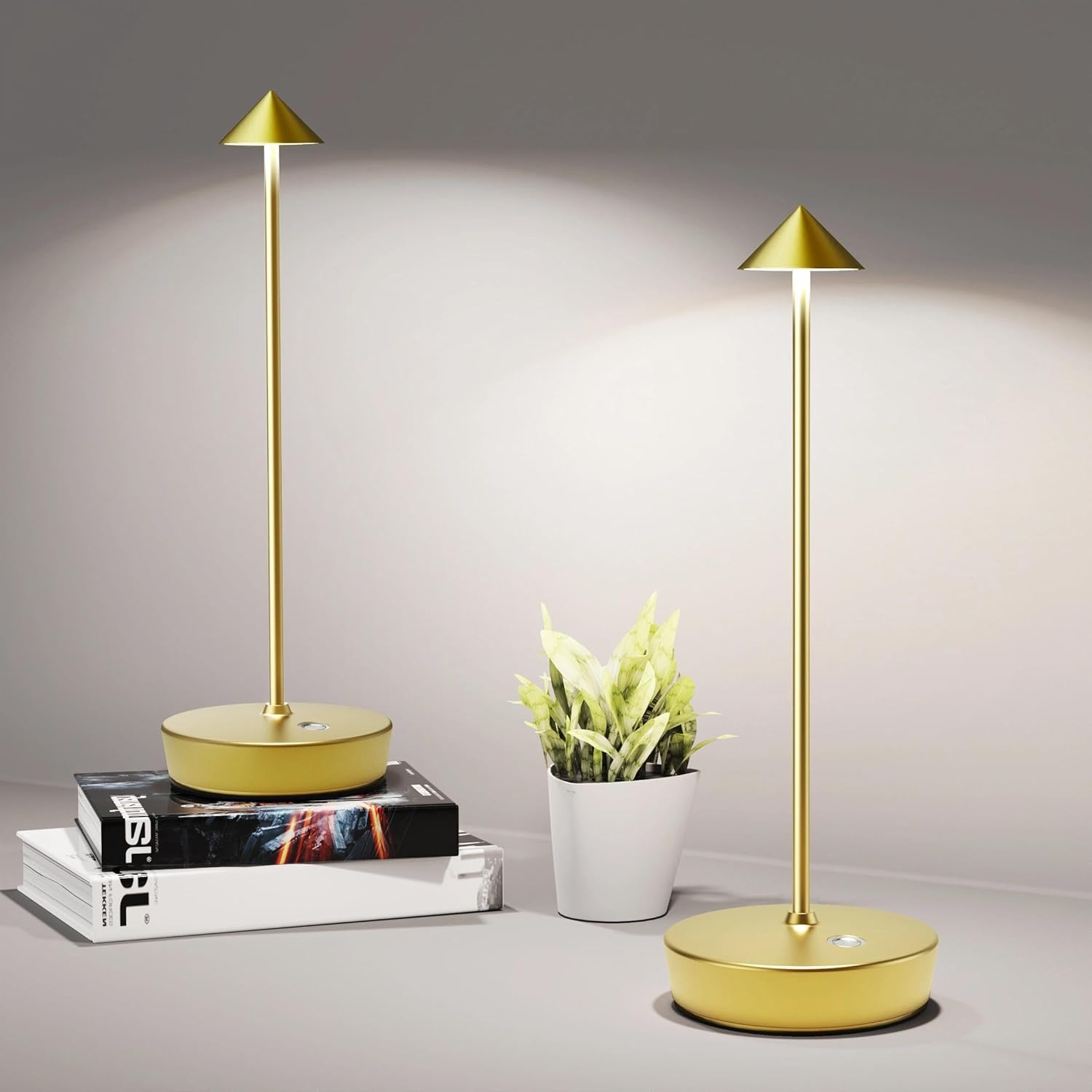 Cordless Luxe Black Desk Lamp — 2Pack Brass