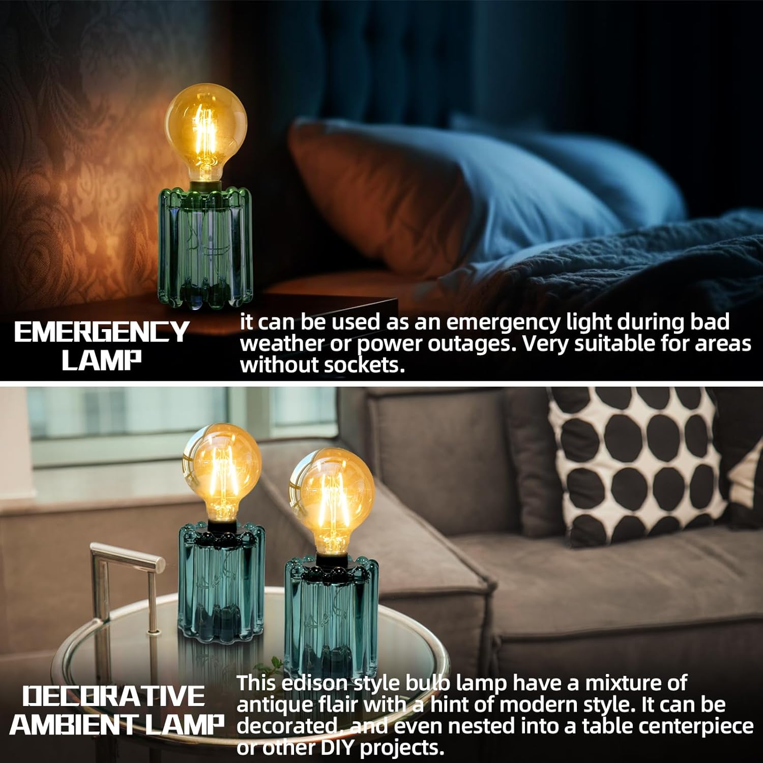 Cordless Brown Table Lamp — Set of 2 - View 4