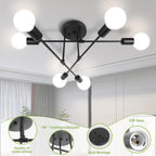Mid-Century Black Chandelier — 6-Light - View 7