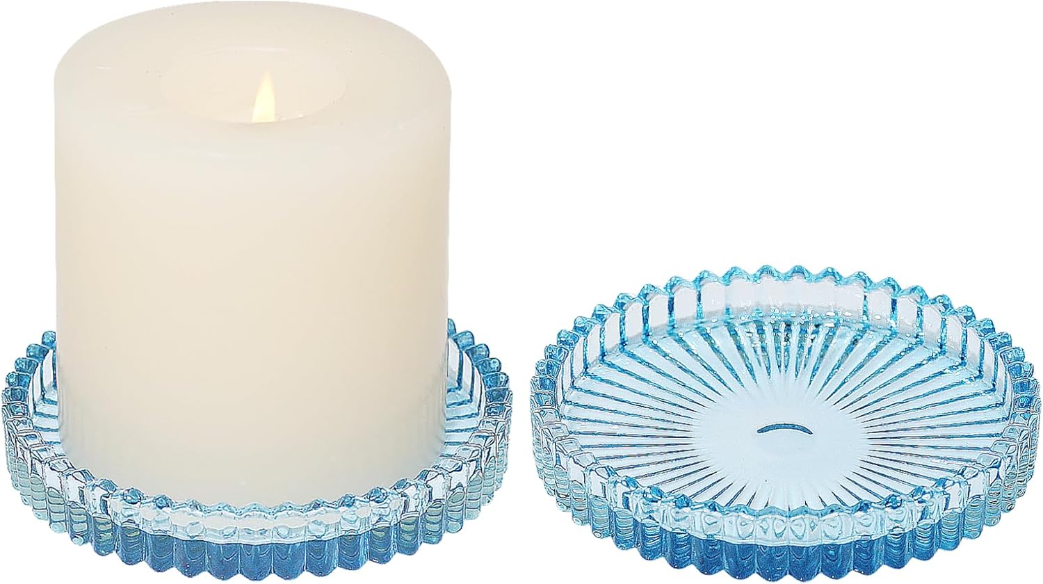 Round Blue Pillar Candle — 8" — Blue