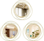 Boho Black Round Mirror — 3 Set Gold Circles