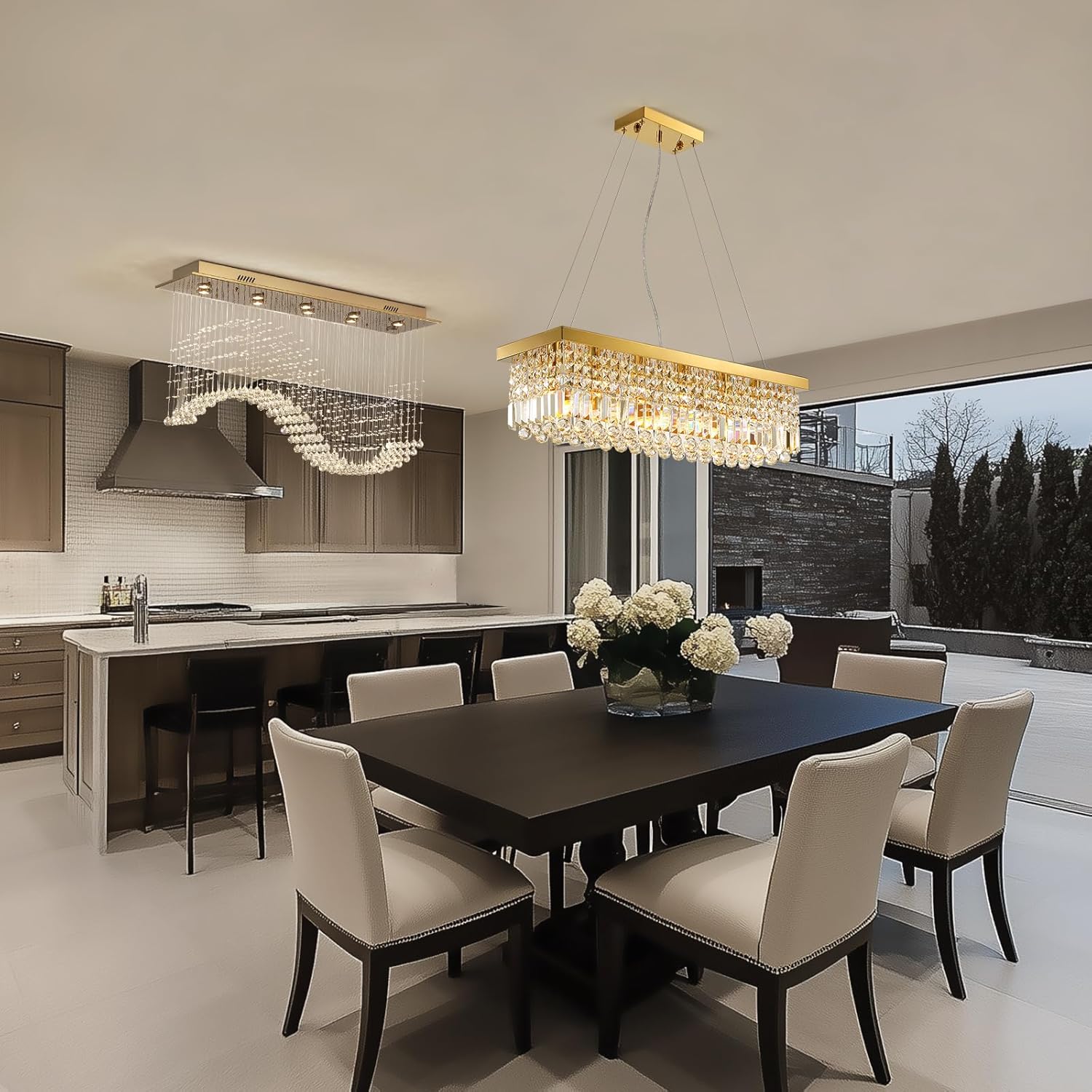 Adjustable Luxe Glass Chandelier — 6-Light - View 2