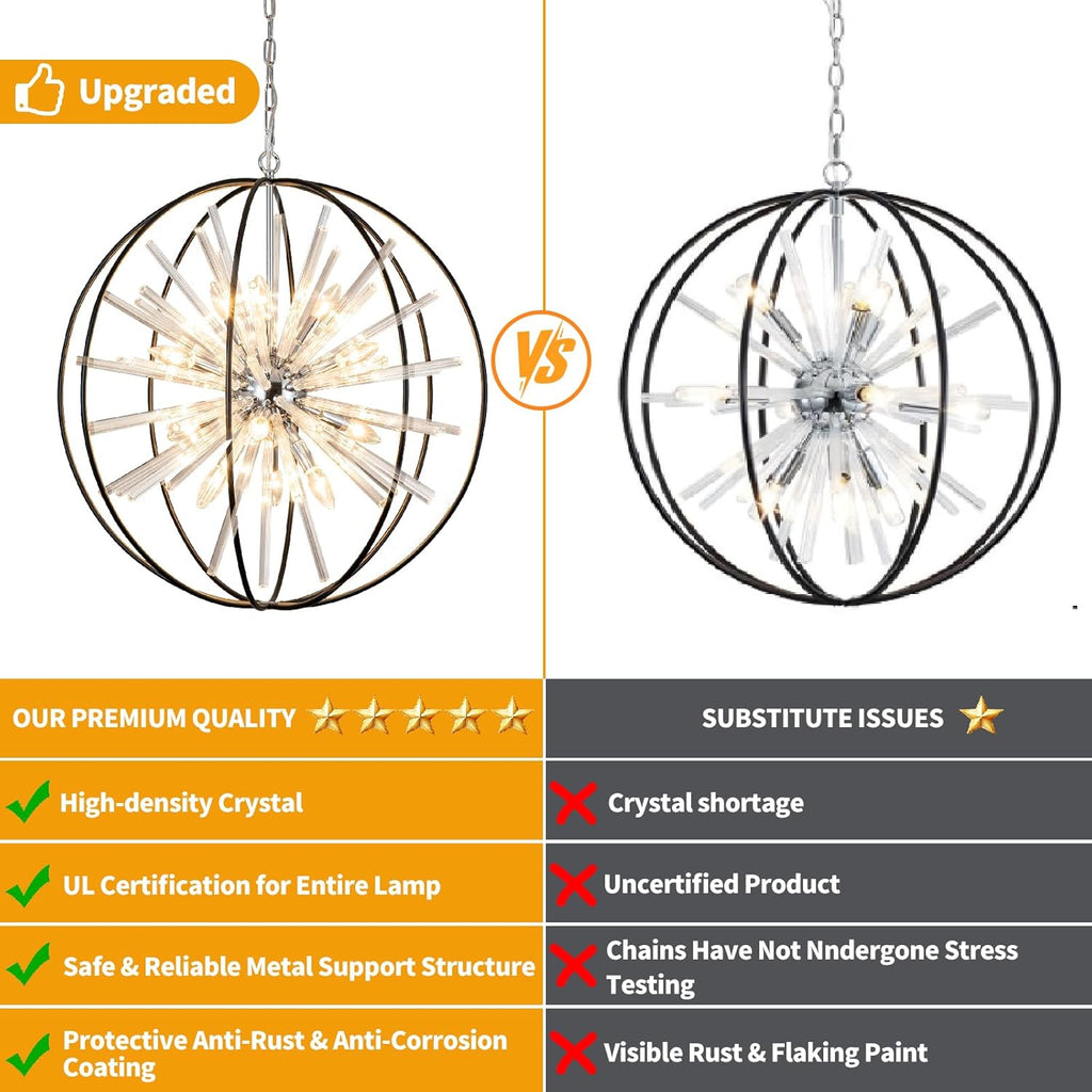Luxe Black Chandelier — 12-Light - View 8