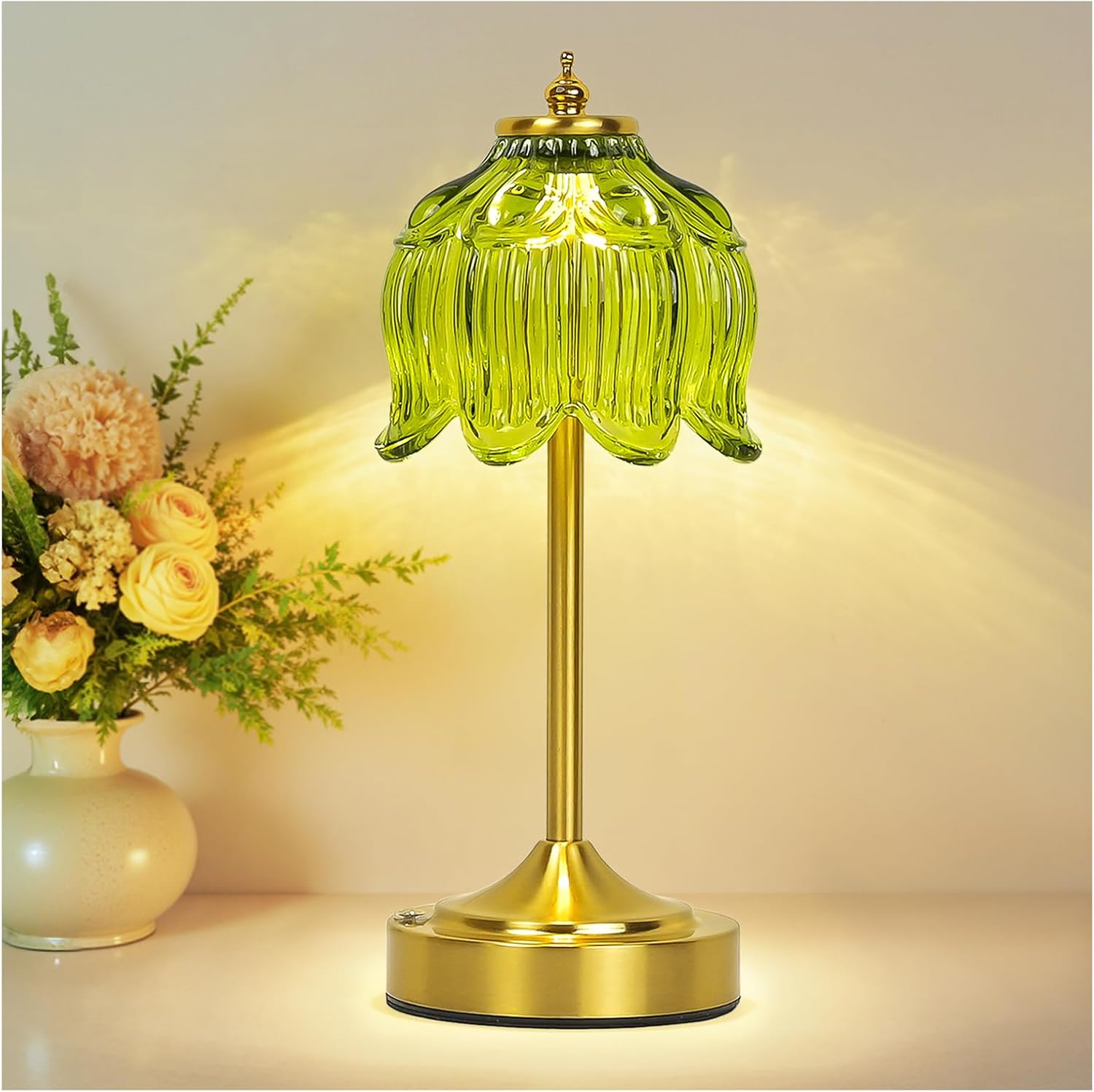 Cordless Black Desk Lamp — Green