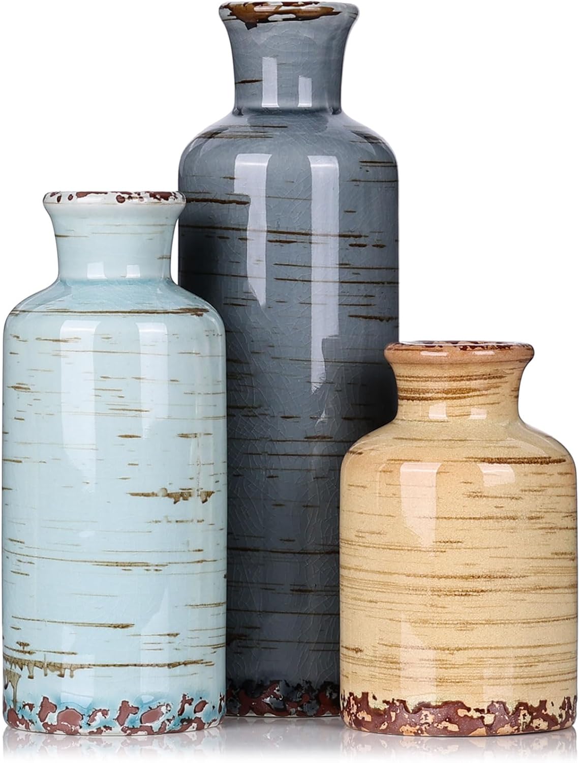 Farmhouse Beige Flower Vase — Multicolored