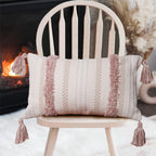 Tufted Boho Pink Throw Pillow Cover — 20" - View 3