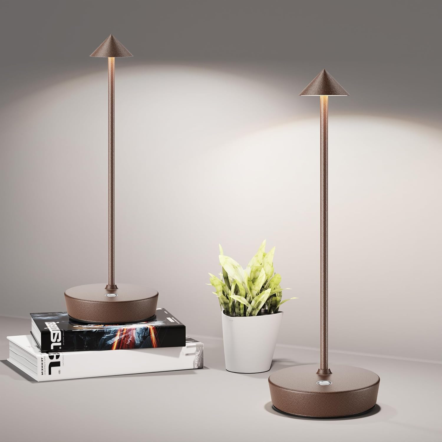 Cordless Luxe Black Desk Lamp — 2Pack Rust