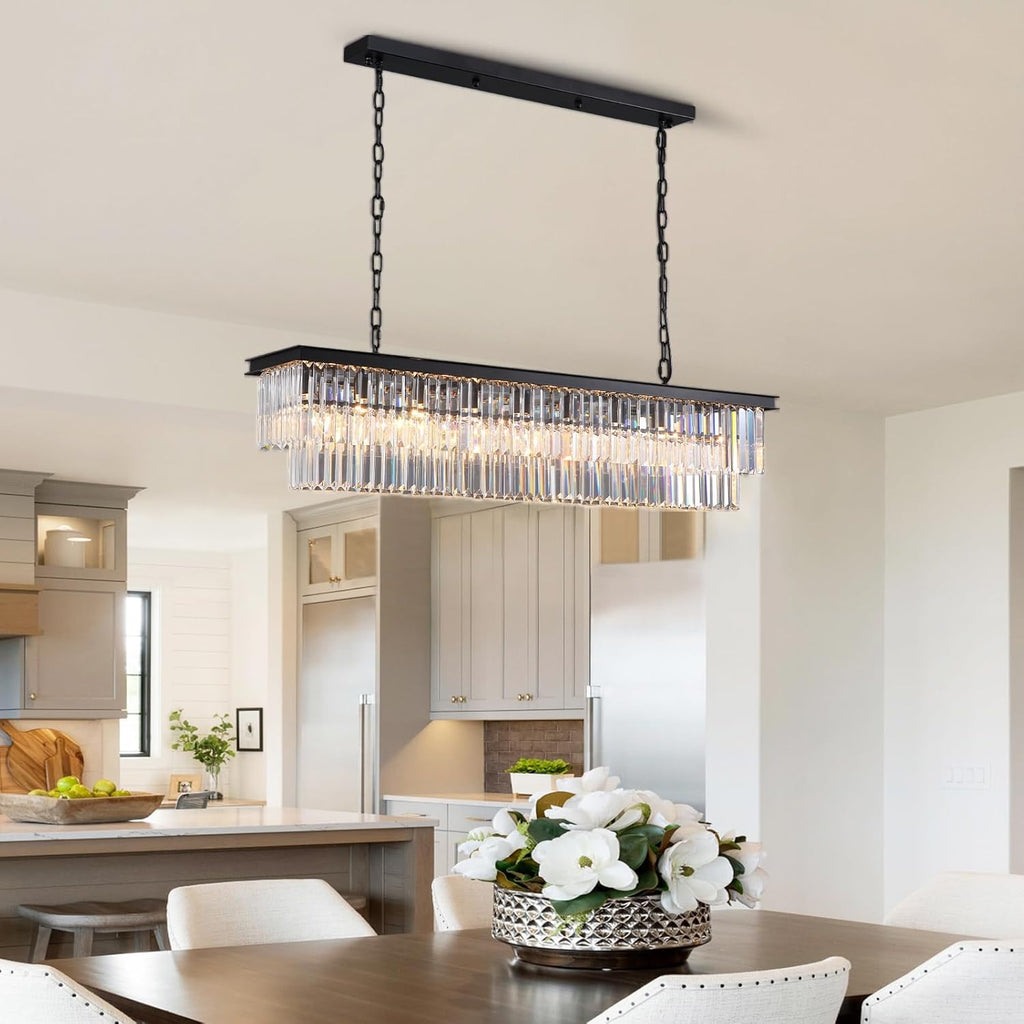 Rectangular Luxe Glass Chandelier — 47" - View 7