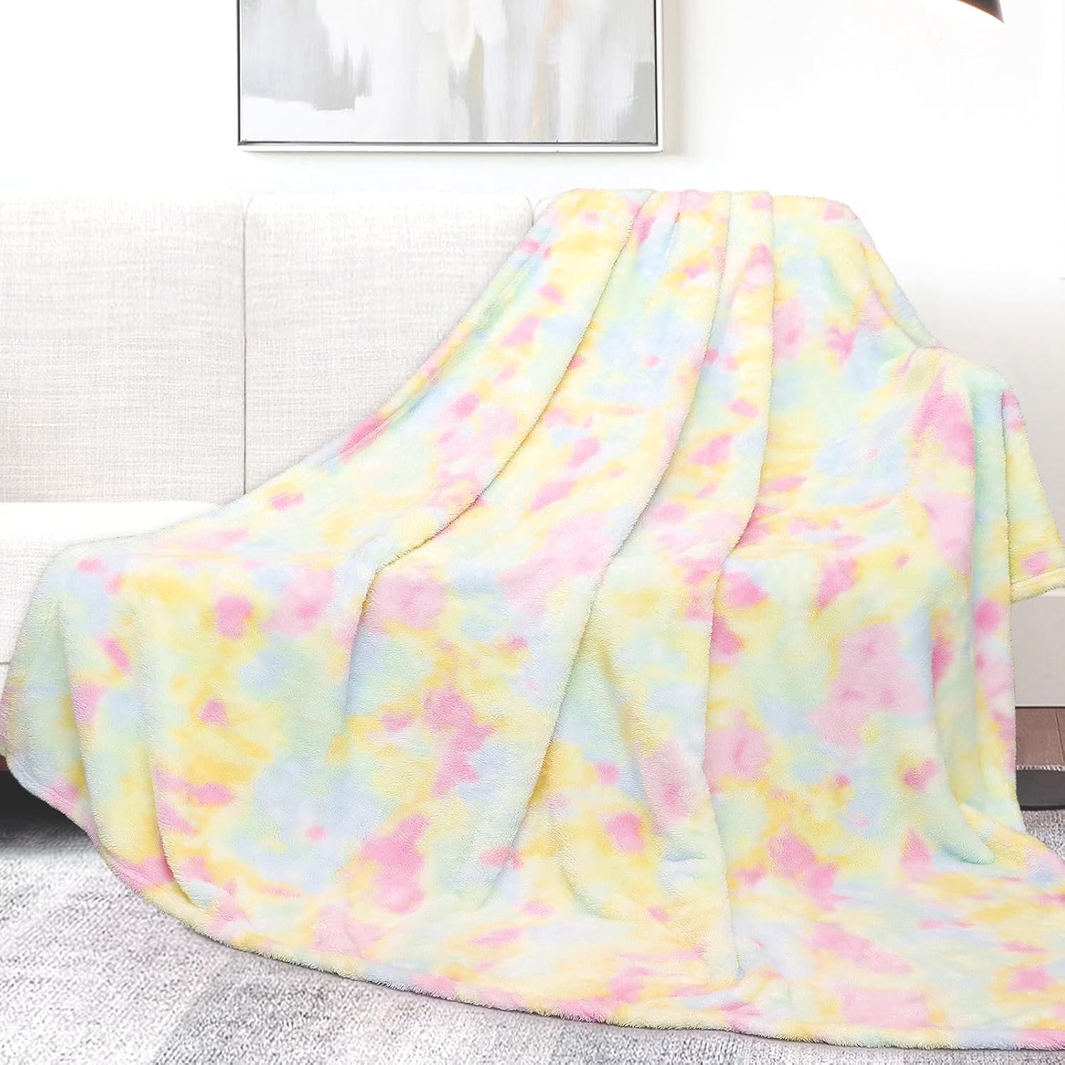 Blue Throw Pillow — 50" — Yellow Color