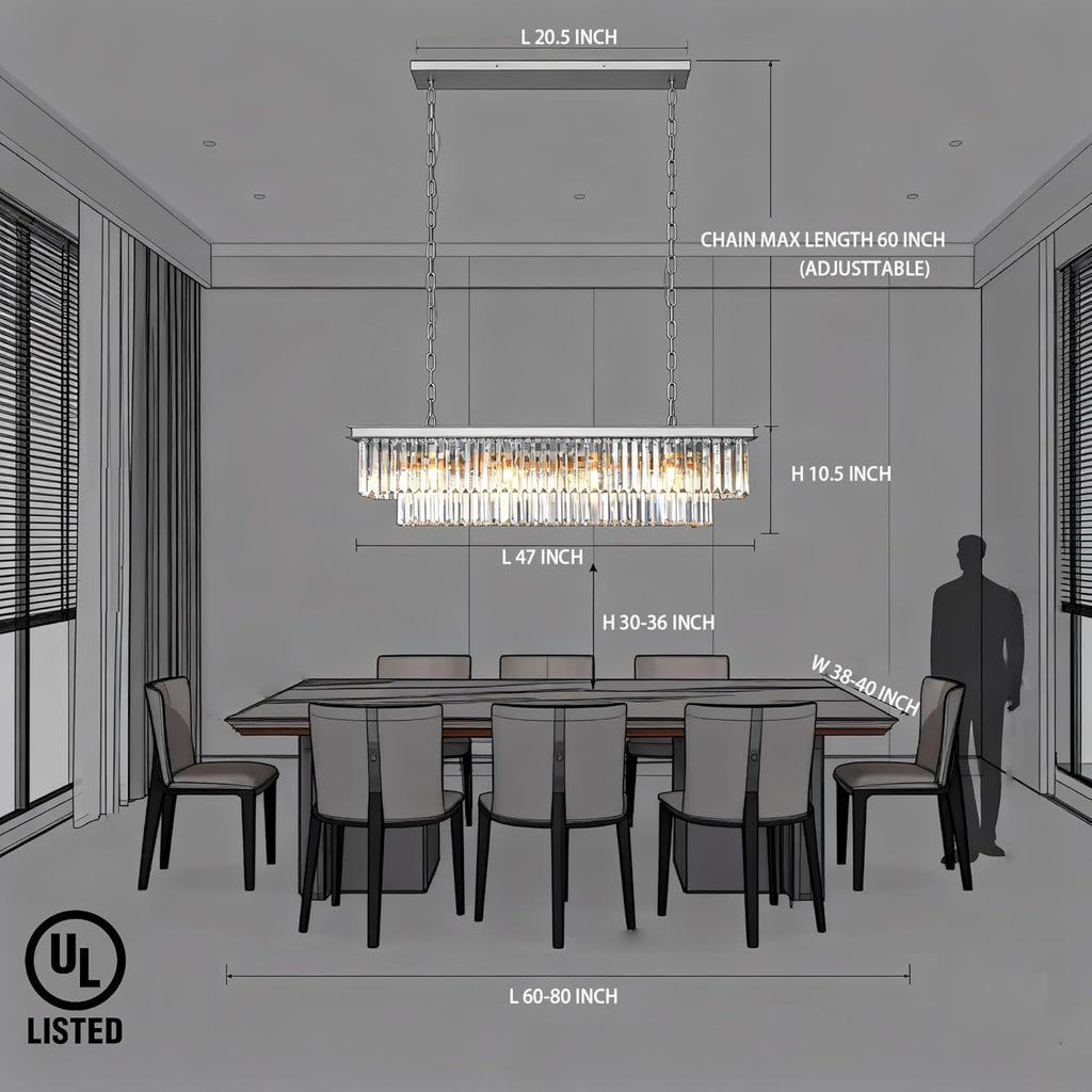 Rectangular Luxe Black Chandelier — 12-Light - View 8