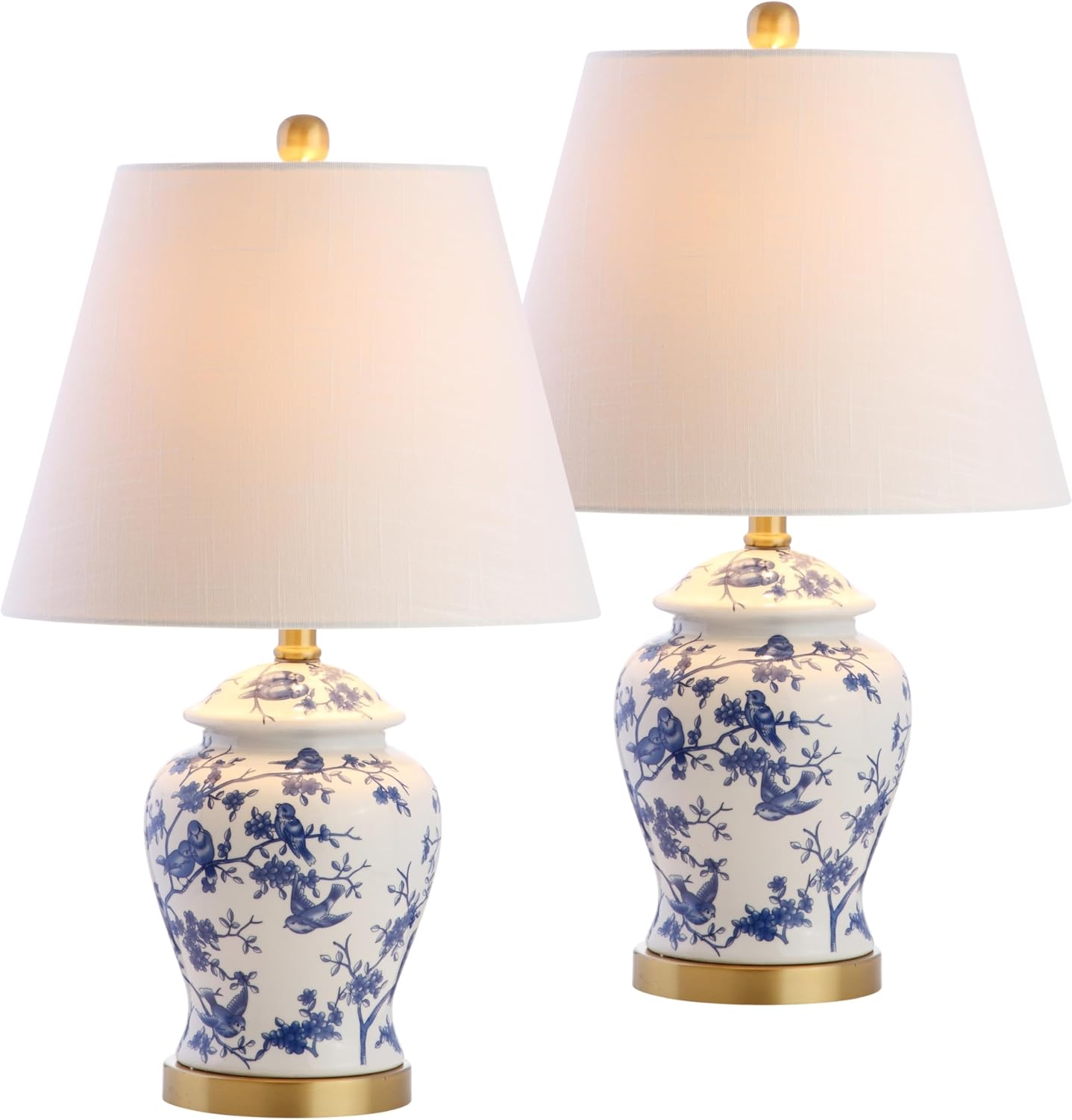 Linen Farmhouse Blue Bedside Lamp — 22" — Blue/White