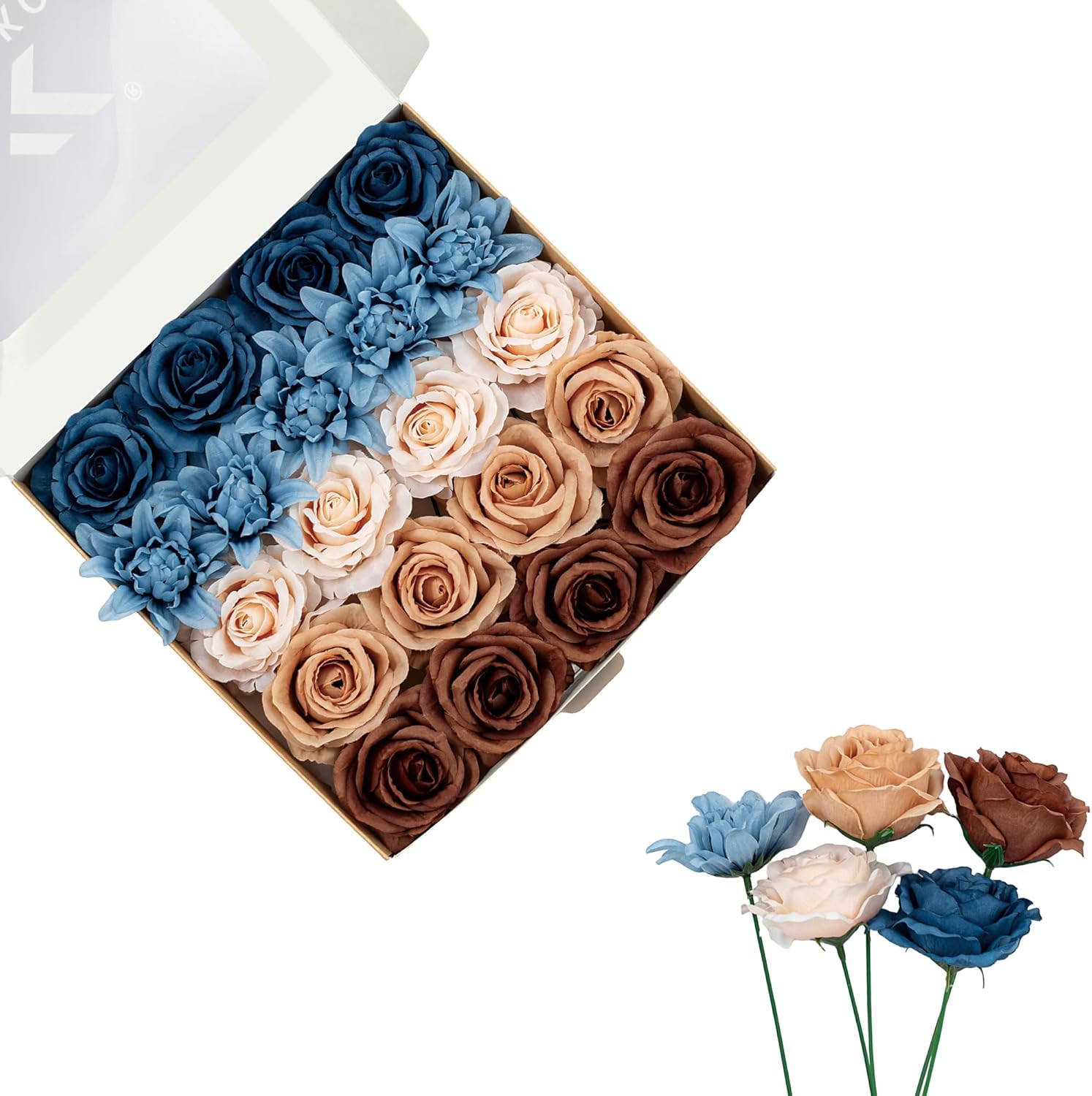 Beige Artificial Flowers — Brown & Blue