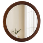 Round Farmhouse Beige Wall Mirror — 24"