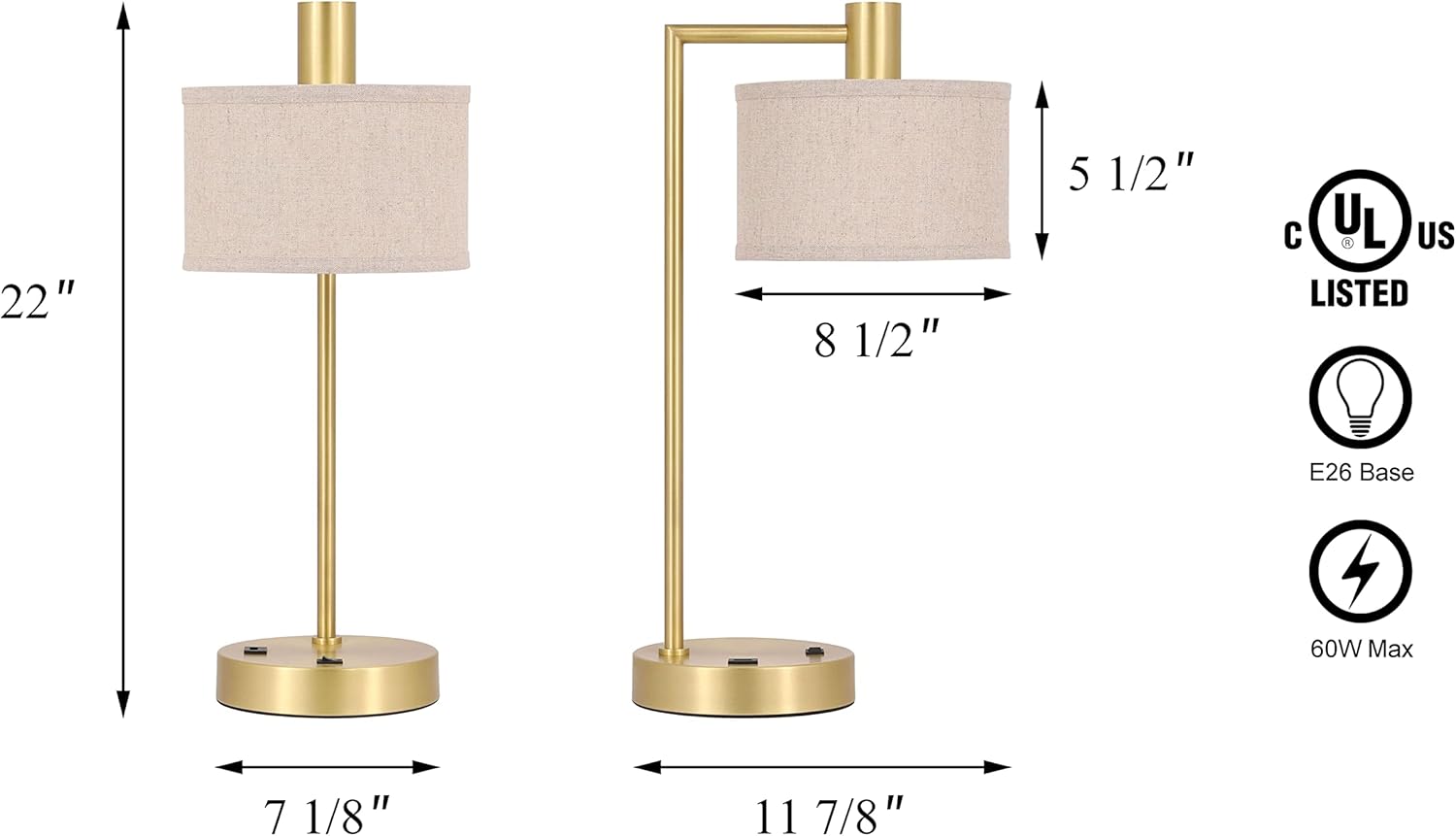USB Luxe Gold Desk Lamp - View 4