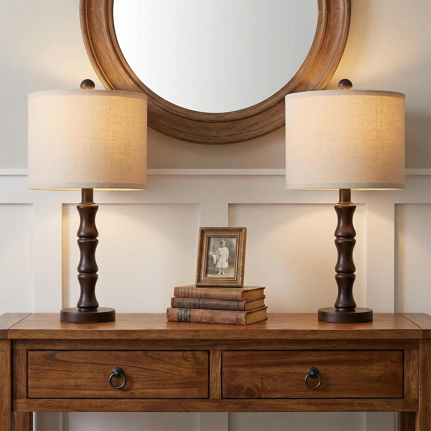 Linen Farmhouse Brown Bedside Lamp — 20.5" — SMALL 20.5"-Dark Brown