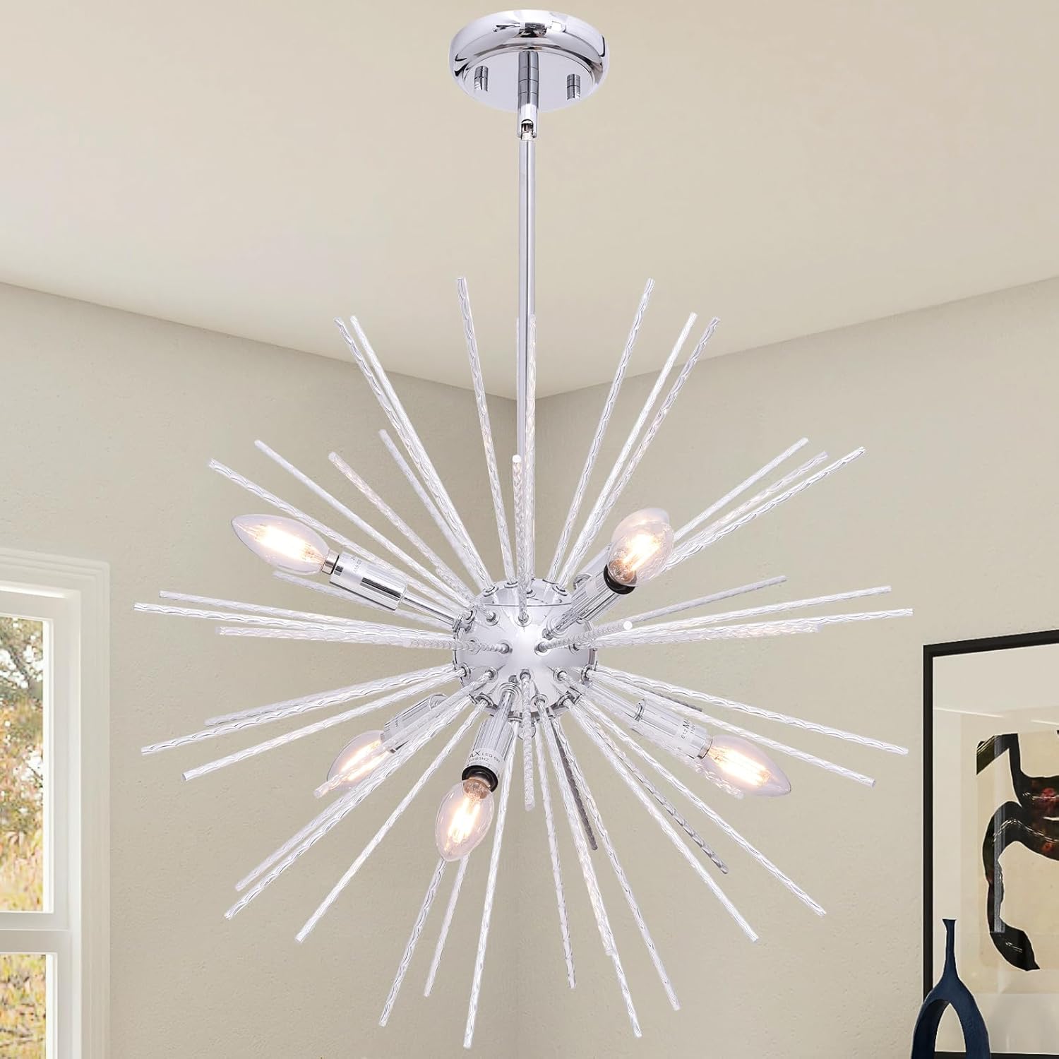 Modern Metal Chandelier — 6-Light - View 9