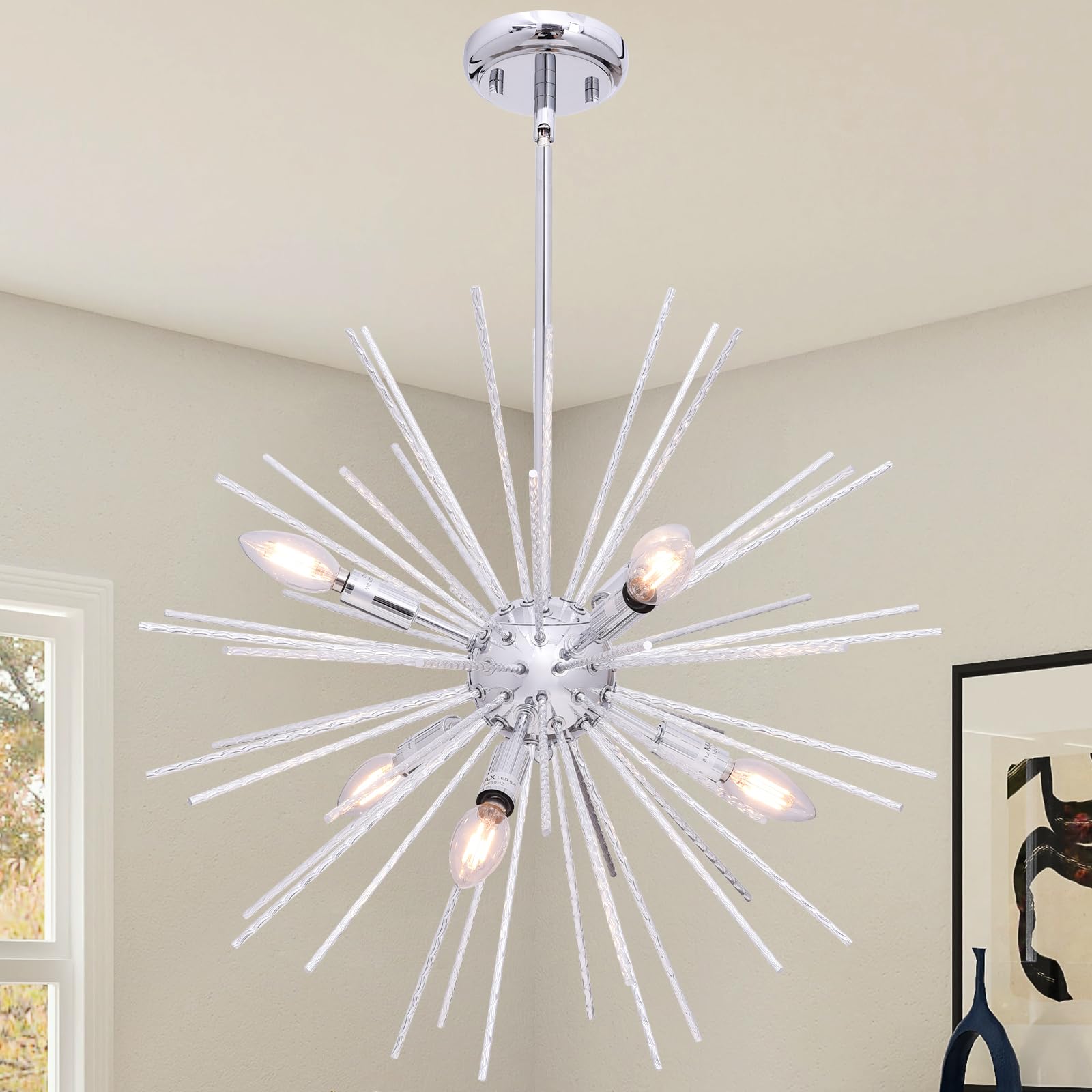 Modern Metal Chandelier — 6-Light