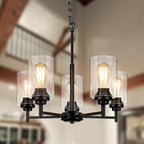 Adjustable Farmhouse Black Chandelier — 5-Light - View 8