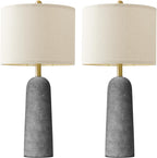 Linen Modern Beige Bedside Lamp — 27.25" — Gray