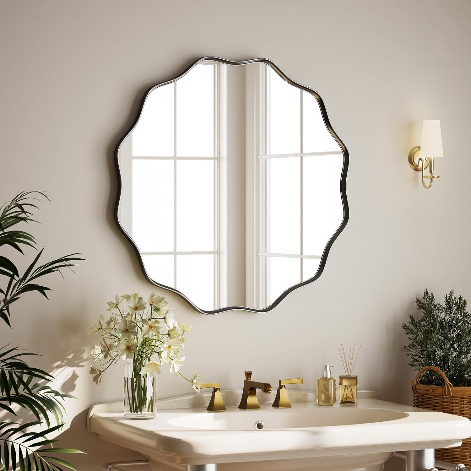 Round Black Vanity Mirror — 24" — Black