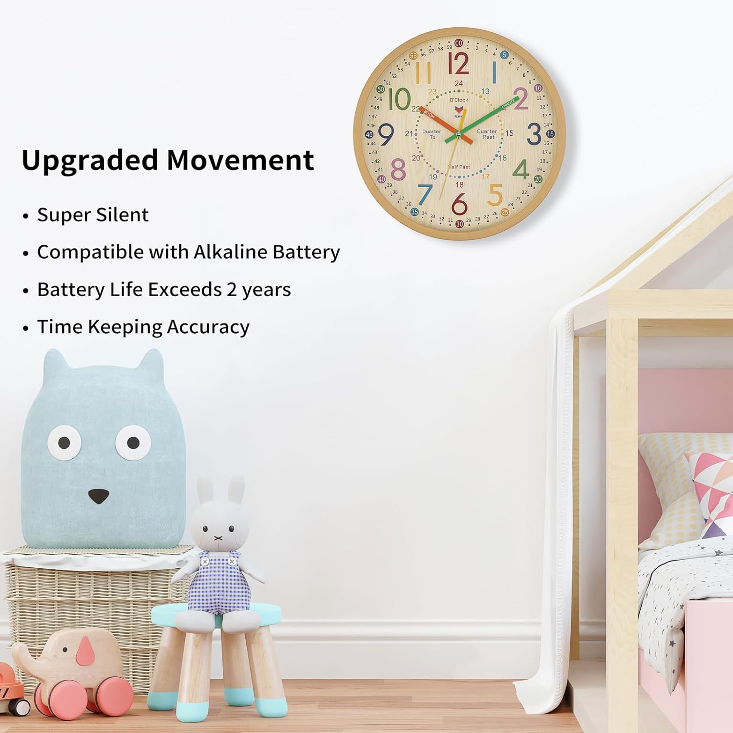 Battery Operated Yellow Wall Clock — 12" - View 3