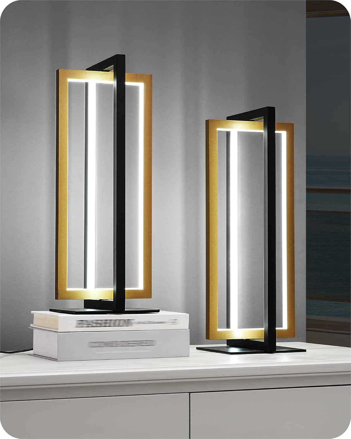 Dimmable Modern Brown Bedside Lamp — Gold