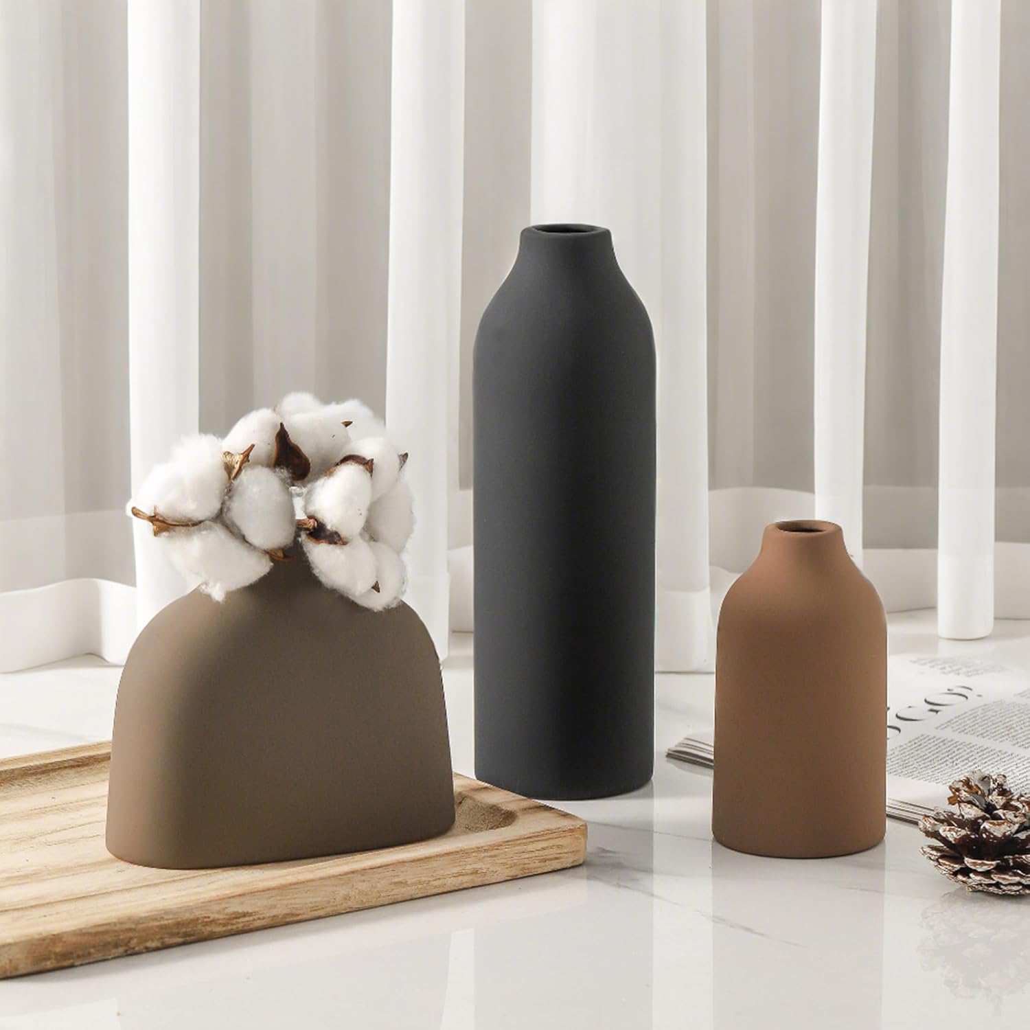 Boho Ceramic Flower Vase — Set of 3 - View 2